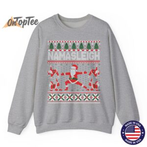 NAMASLEIGH Ugly Christmas Meme Santa Claus Yoga Sweatshirt 03