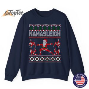 NAMASLEIGH Ugly Christmas Meme Santa Claus Yoga Sweatshirt 06