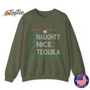 Naughty Nice Tequila Christmas List Ugly Sweatshirt 09