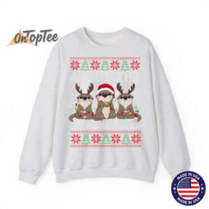 Otter Christmas Tree All Of The Otters Reindeer Ugly Sweatshirt 02