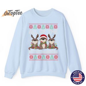 Otter Christmas Tree All Of The Otters Reindeer Ugly Sweatshirt 04