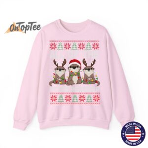 Otter Christmas Tree All Of The Otters Reindeer Ugly Sweatshirt 05