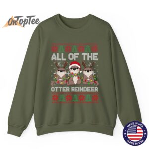 Otter Christmas Tree All Of The Otters Reindeer Ugly Sweatshirt 09