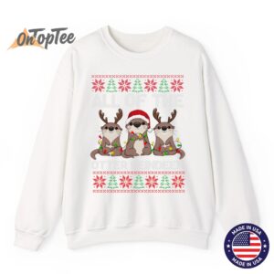 Otter Christmas Tree All Of The Otters Reindeer Ugly Sweatshirt 11