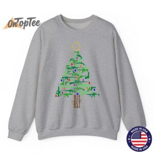 Patriotic Christmas Tree Sweatshirt with 2nd Amendment Gun 05