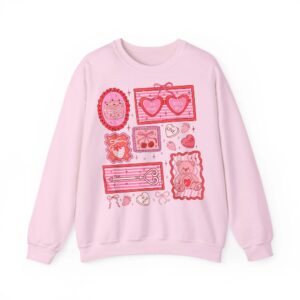 Pink Valentine Coquette Bow Heart Be Mine XOXO Valentines Sweatshirt