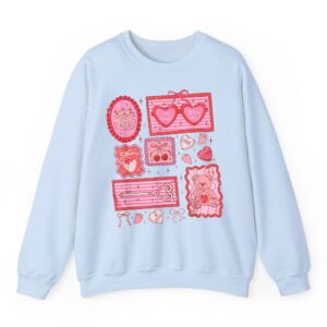 Pink Valentine Coquette Bow Heart Be Mine XOXO Valentines Sweatshirt 02