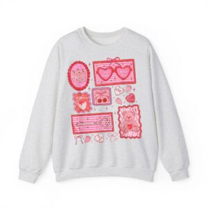 Pink Valentine Coquette Bow Heart Be Mine XOXO Valentines Sweatshirt 03