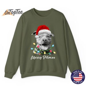 Pit Bull Santa Christmas Tree Lights Xmas Merry Pitmas Sweatshirt 8 Pit Bull Santa Christmas Tree Lights Xmas Merry Pitmas Sweatshirt 09