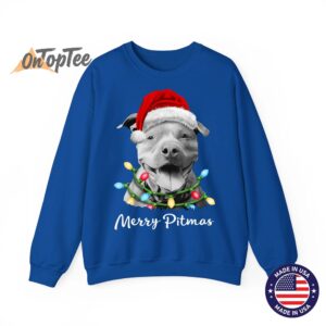 Pit Bull Santa Christmas Tree Lights Xmas Merry Pitmas Sweatshirt 9 Pit Bull Santa Christmas Tree Lights Xmas Merry Pitmas Sweatshirt 10