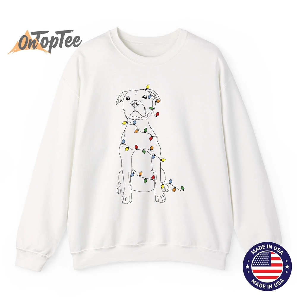 Pitbull Mom Christmas Lights Dog Owner Holiday Sweatshirt Pitbull Mom Christmas Lights Dog Owner Holiday Sweatshirt