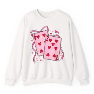 Playing Cards 6 7 of Hearts 67 Six Seven Bow Valentines Day Sweatshirt