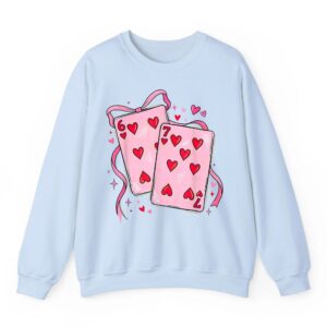 Playing Cards 6 7 of Hearts 67 Six Seven Bow Valentines Day Sweatshirt 02