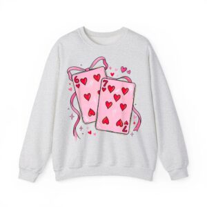 Playing Cards 6 7 of Hearts 67 Six Seven Bow Valentines Day Sweatshirt 03