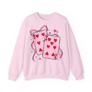 Playing Cards 6 7 of Hearts 67 Six Seven Bow Valentines Day Sweatshirt 04