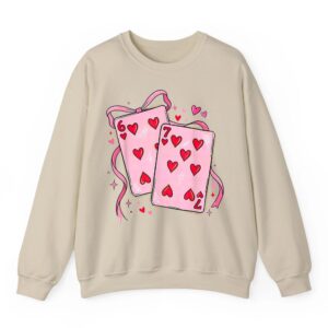 Playing Cards 6 7 of Hearts 67 Six Seven Bow Valentines Day Sweatshirt 05