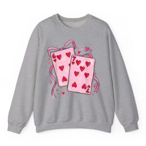 Playing Cards 6 7 of Hearts 67 Six Seven Bow Valentines Day Sweatshirt 06