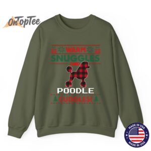 Poodle Dog Christmas Pajama Shirt Ugly Christmas Sweatshirt WARM SNUGGLES AND 09