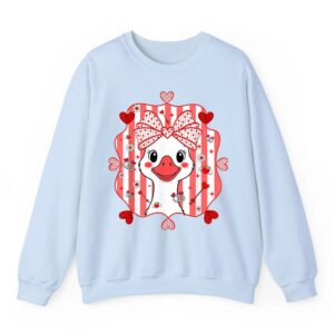 Preppy Cute Goose Coquette Bow Valentine s Day Women Girl Sweatshirt 02