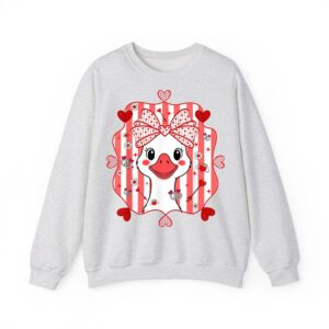 Preppy Cute Goose Coquette Bow Valentine s Day Women Girl Sweatshirt 03