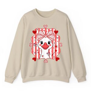 Preppy Cute Goose Coquette Bow Valentine s Day Women Girl Sweatshirt 04