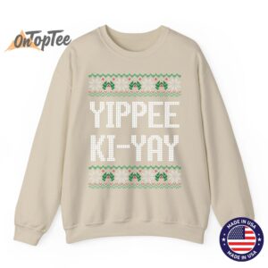 Primotees Yippee Ki-Yay Funny Unisex-Kids Winter Holiday Christmas Sweatshirt