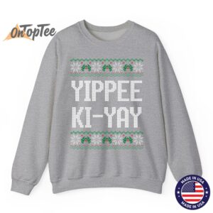 Primotees Yippee Ki Yay Funny Unisex Kids Winter Holiday Christmas Sweatshirt 03