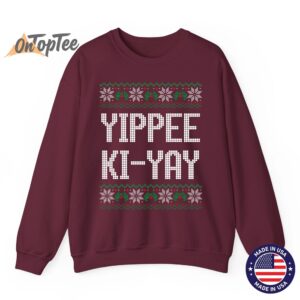 Primotees Yippee Ki Yay Funny Unisex Kids Winter Holiday Christmas Sweatshirt 08