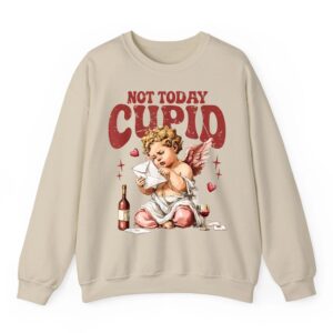 Retro Not Today Cupid Sarcastic Valentine XOXO Hearts Love Sweatshirt 04