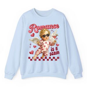 Retro Romance is A Scam Funny Cupid Valentine Cute Girly Sweatshirt 02