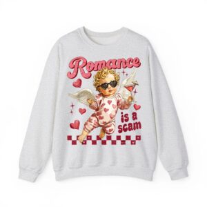 Retro Romance is A Scam Funny Cupid Valentine Cute Girly Sweatshirt 03
