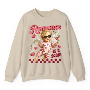 Retro Romance is A Scam Funny Cupid Valentine Cute Girly Sweatshirt 04