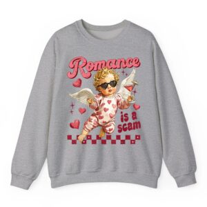 Retro Romance is A Scam Funny Cupid Valentine Cute Girly Sweatshirt 05