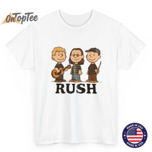 Rush x Peanuts Retro T-Shirt – Geddy Lee Alex Lifeson Neil Peart Band Tee