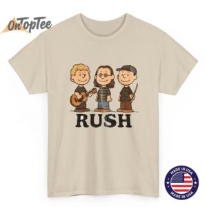 Rush x Peanuts Retro T Shirt Geddy Lee Alex Lifeson Neil Peart Band Tee 02