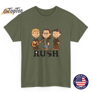 Rush x Peanuts Retro T Shirt Geddy Lee Alex Lifeson Neil Peart Band Tee 03
