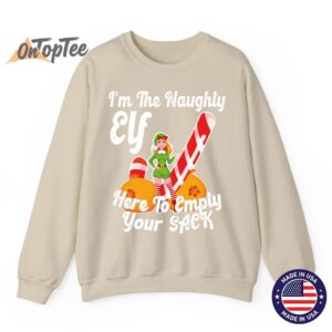 Sexy Elf Here Empty Your Sack Rude Naughty Christmas Candy Sweatshirt