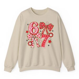 Six Seven 67 Meme Coquette Bow 6 7 Valentines Day Girls Kids Sweatshirt 04