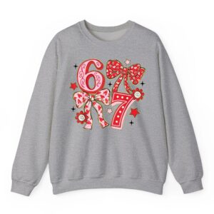 Six Seven 67 Meme Coquette Bow 6 7 Valentines Day Girls Kids Sweatshirt 05