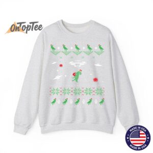 T Rex Abduction Dinosaur Ugly Christmas Sweatshirt 02