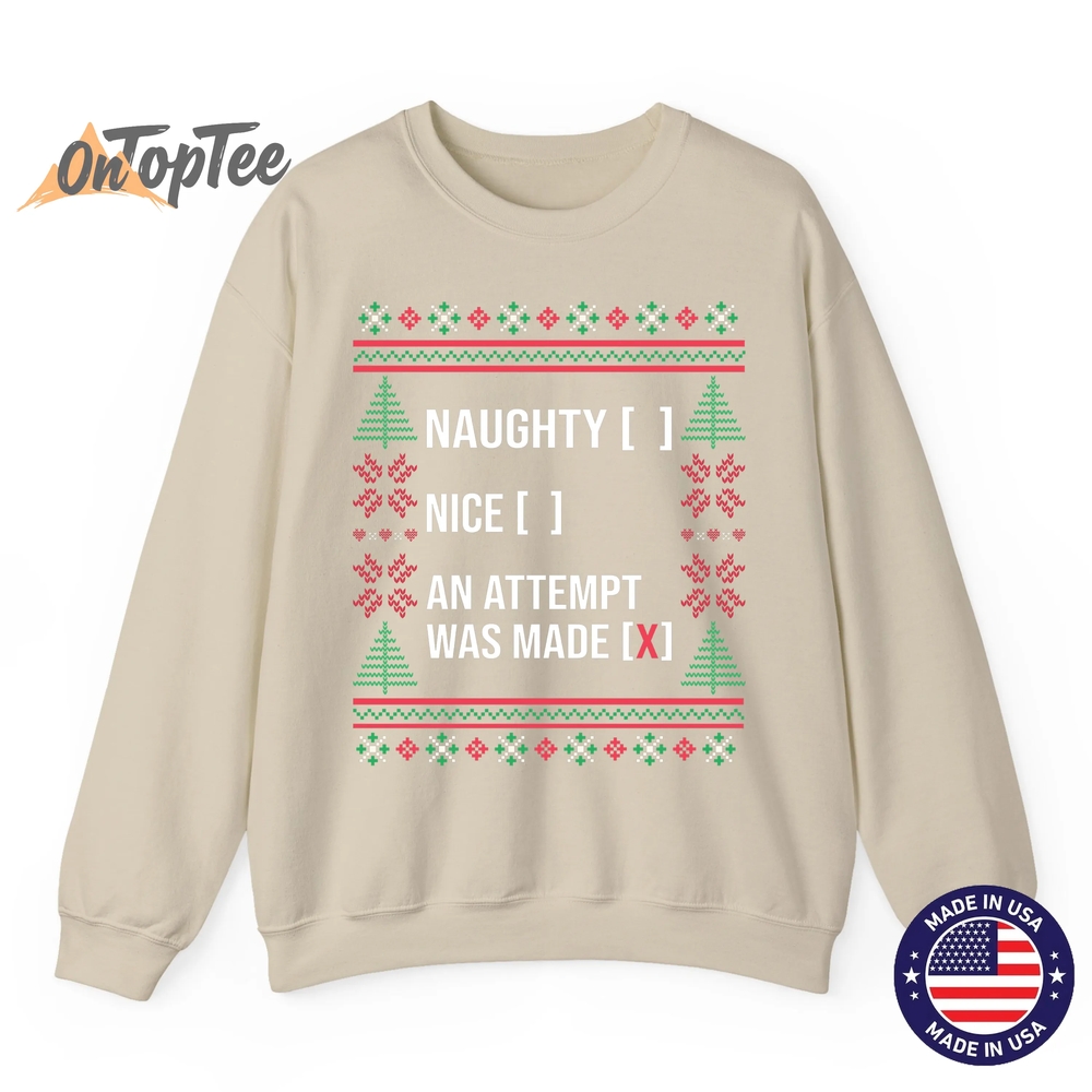 Ugly Christmas Funny Naughty Nice List Checkbox Sweatshirt Ugly Christmas Funny Naughty Nice List Checkbox Sweatshirt