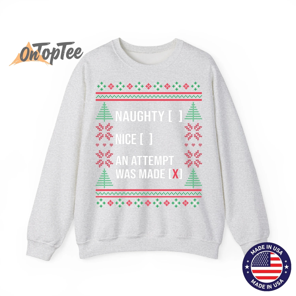 Ugly Christmas Funny Naughty Nice List Checkbox Sweatshirt Ugly Christmas Funny Naughty Nice List Checkbox Sweatshirt