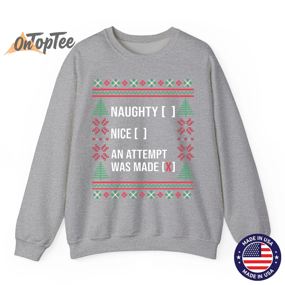 Ugly Christmas Funny Naughty Nice List Checkbox Sweatshirt Ugly Christmas Funny Naughty Nice List Checkbox Sweatshirt