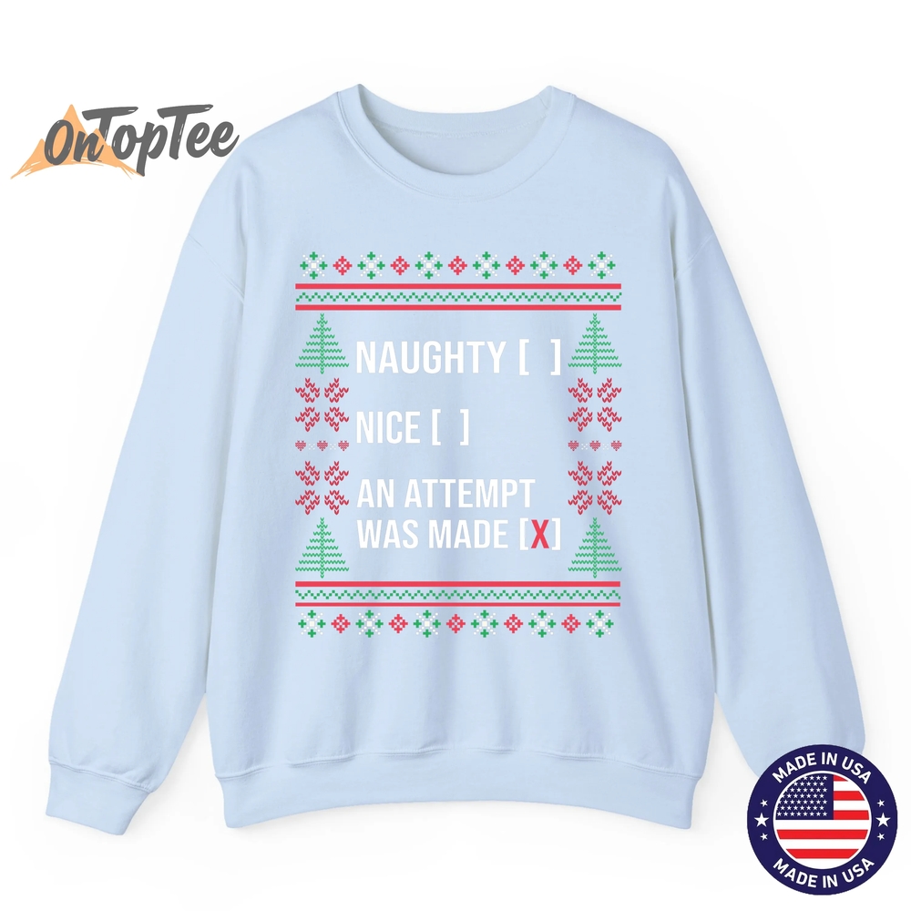 Ugly Christmas Funny Naughty Nice List Checkbox Sweatshirt Ugly Christmas Funny Naughty Nice List Checkbox Sweatshirt