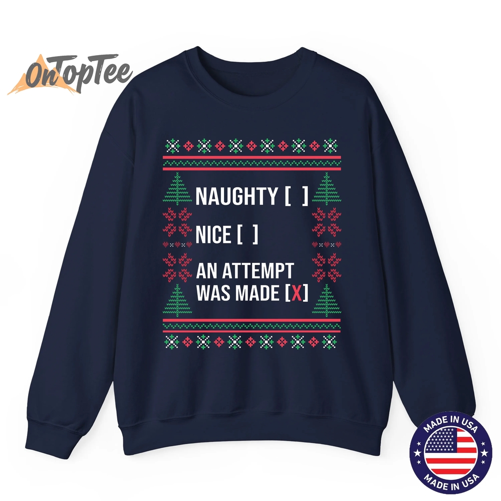 Ugly Christmas Funny Naughty Nice List Checkbox Sweatshirt Ugly Christmas Funny Naughty Nice List Checkbox Sweatshirt