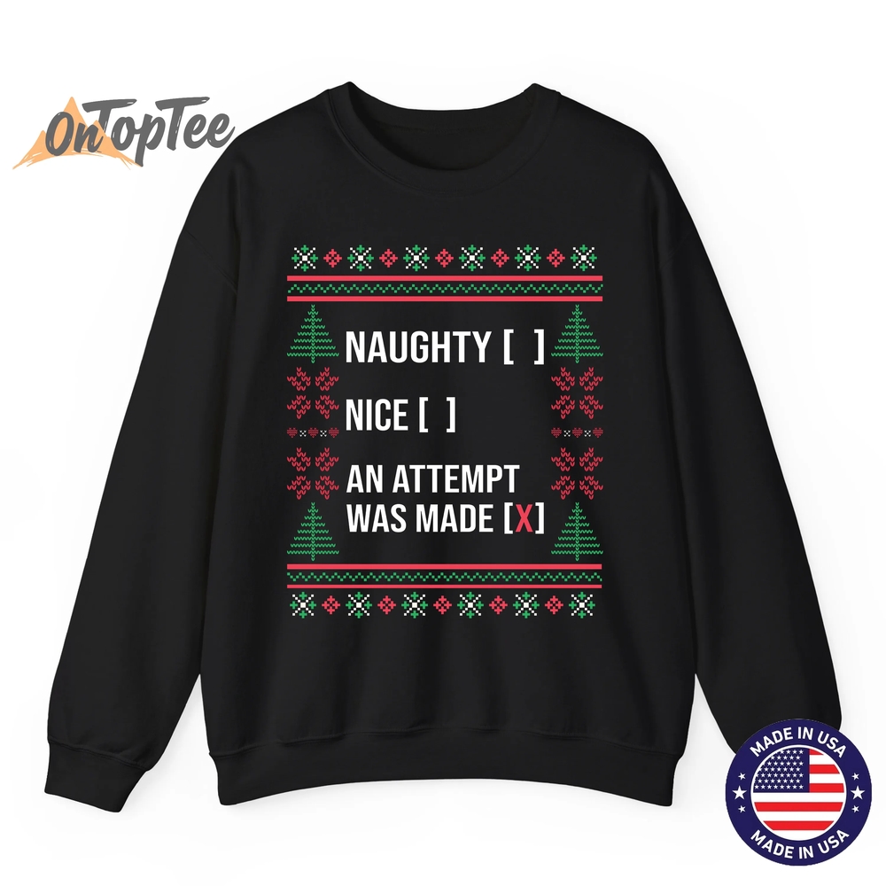 Ugly Christmas Funny Naughty Nice List Checkbox Sweatshirt Ugly Christmas Funny Naughty Nice List Checkbox Sweatshirt