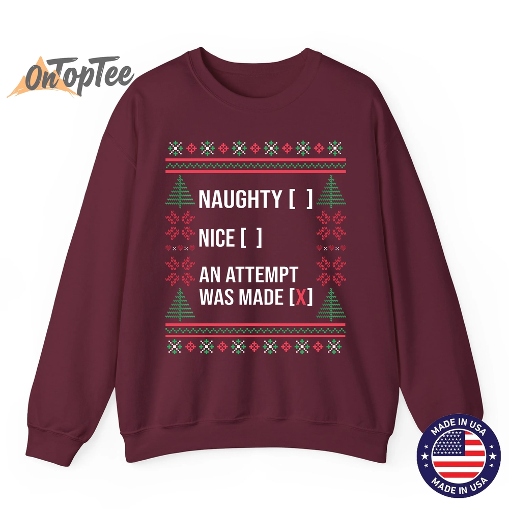 Ugly Christmas Funny Naughty Nice List Checkbox Sweatshirt Ugly Christmas Funny Naughty Nice List Checkbox Sweatshirt