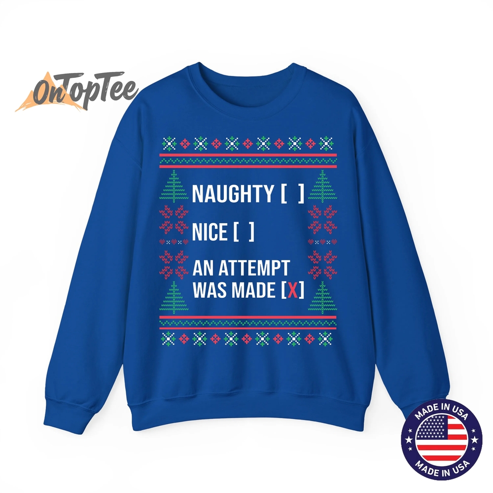 Ugly Christmas Funny Naughty Nice List Checkbox Sweatshirt Ugly Christmas Funny Naughty Nice List Checkbox Sweatshirt