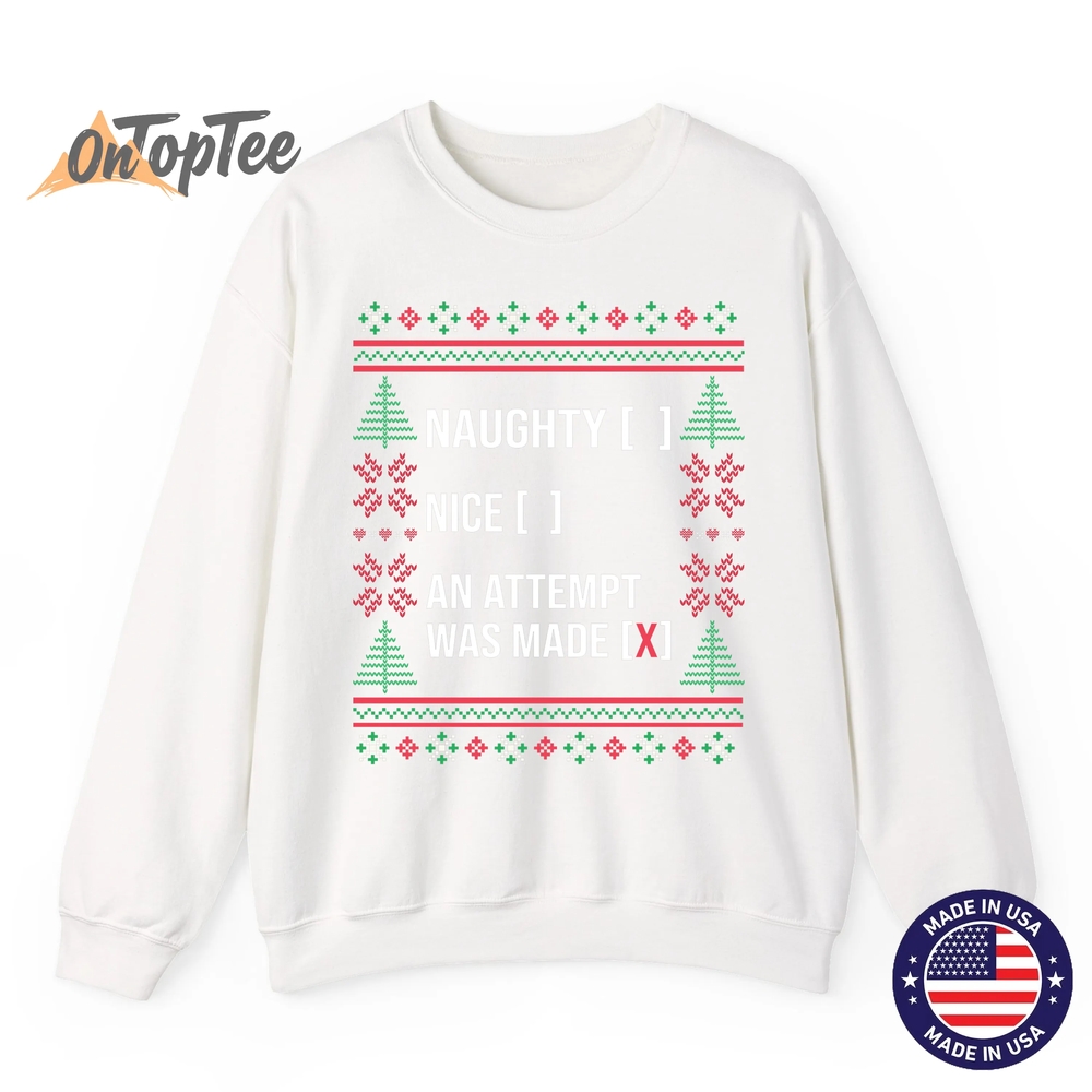 Ugly Christmas Funny Naughty Nice List Checkbox Sweatshirt Ugly Christmas Funny Naughty Nice List Checkbox Sweatshirt