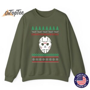 Ugly Christmas Jason Hockey Mask Festive Sweatshirt 11